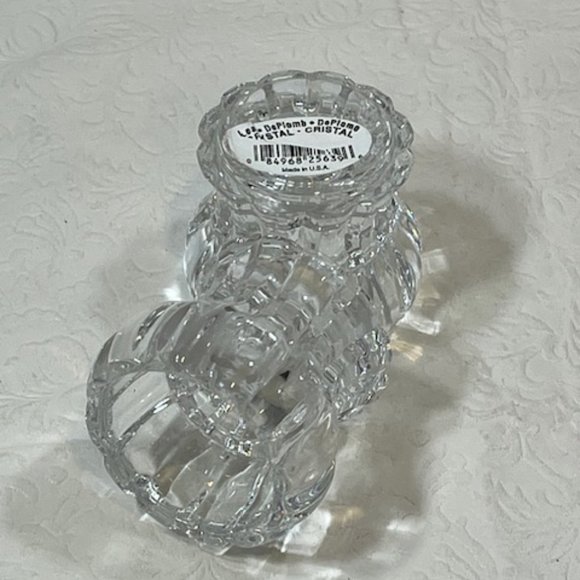 DePlomb Lead Crystal 2" Tea Light/Taper Candle Holders Set of 2 - Picture 6 of 8